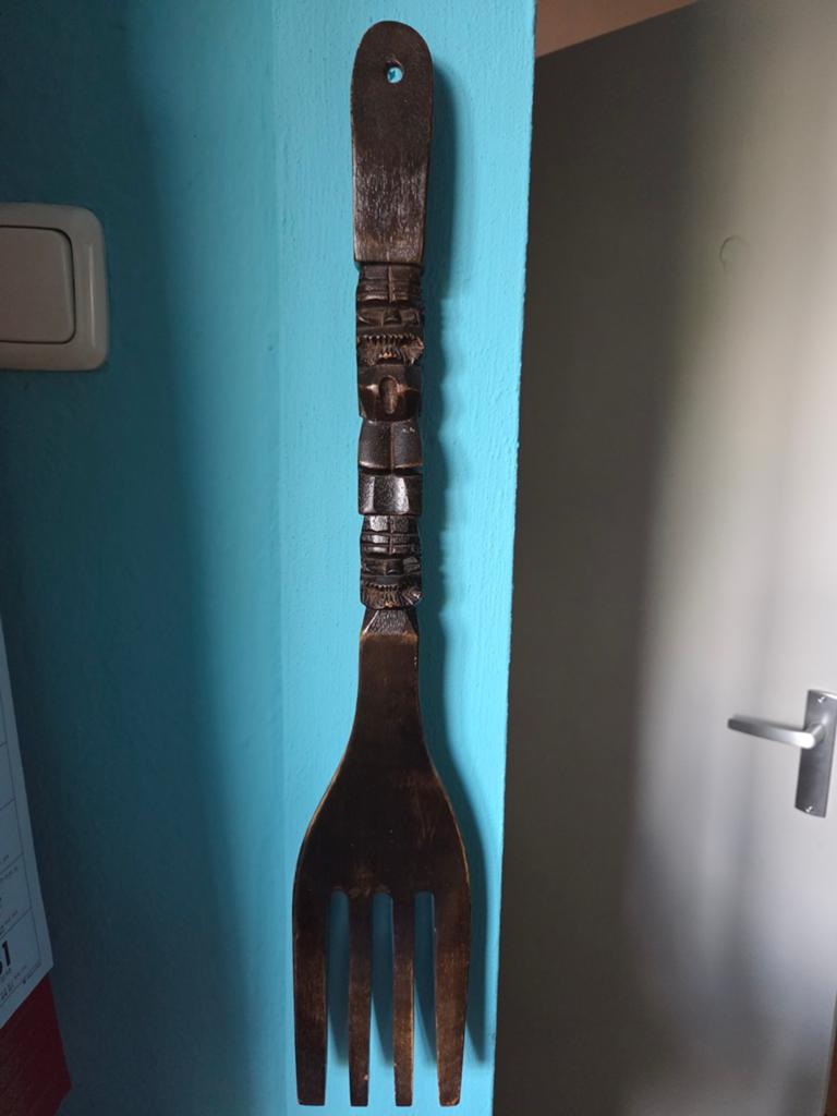 Vintage houten vork en mes wanddecoratie, Ophalen