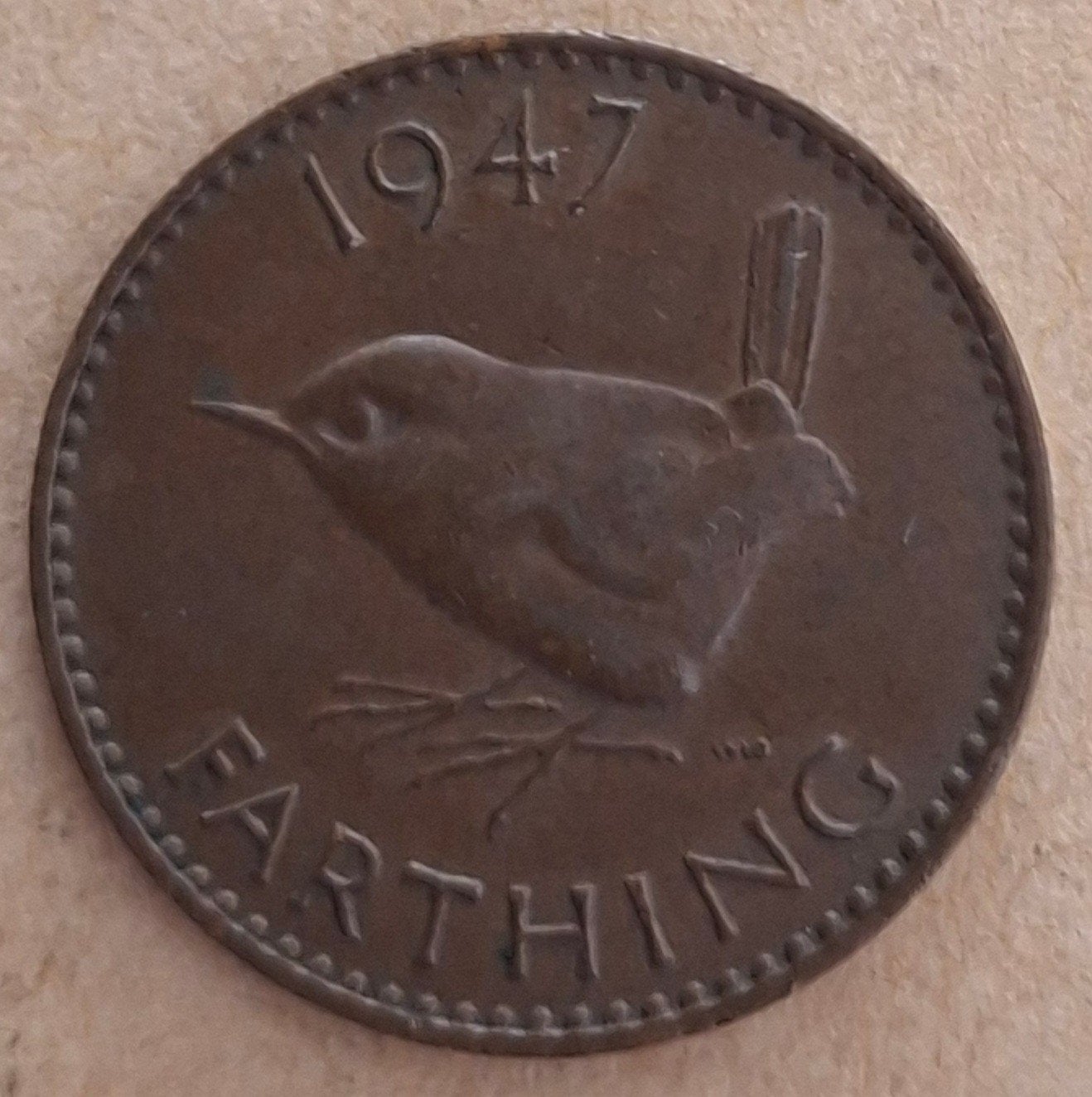 Groot-Britannië Farthing 1947 – George VI (Winterkoninkje), Ophalen of Verzenden, Overige landen, Losse munt