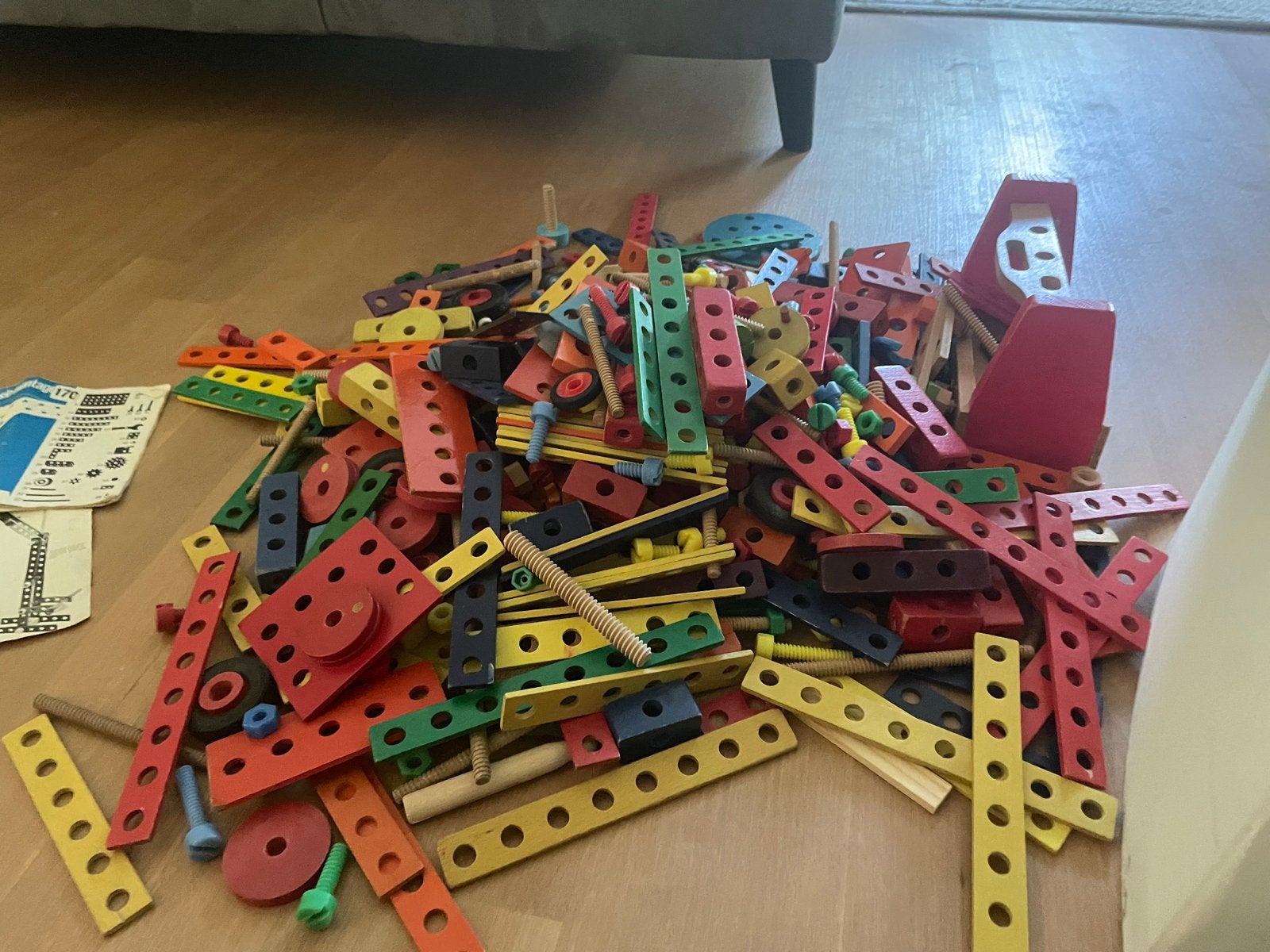Grote partij houten constructiespeelgoed met gereedschap, Ophalen, Gebruikt, Overige merken
