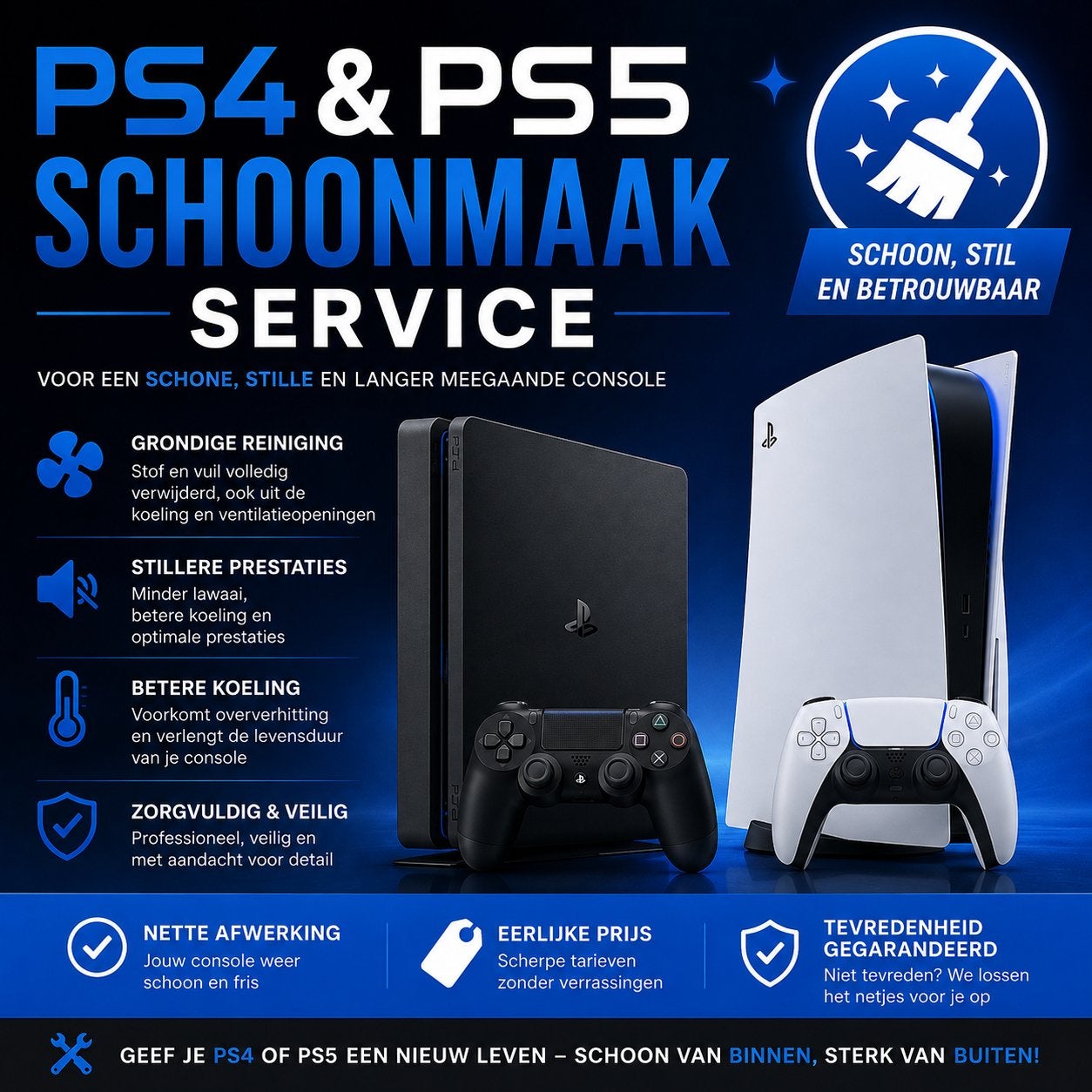 PlayStation 5 en PlayStation 4 schoonmaak service, Ophalen of Verzenden