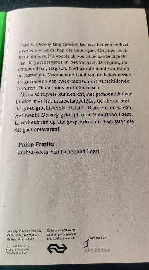 Oeroeg - Hella S. Haasse (Nederland Leest), Ophalen of Verzenden, Zo goed als nieuw, Nederland, Hella S. Haasse