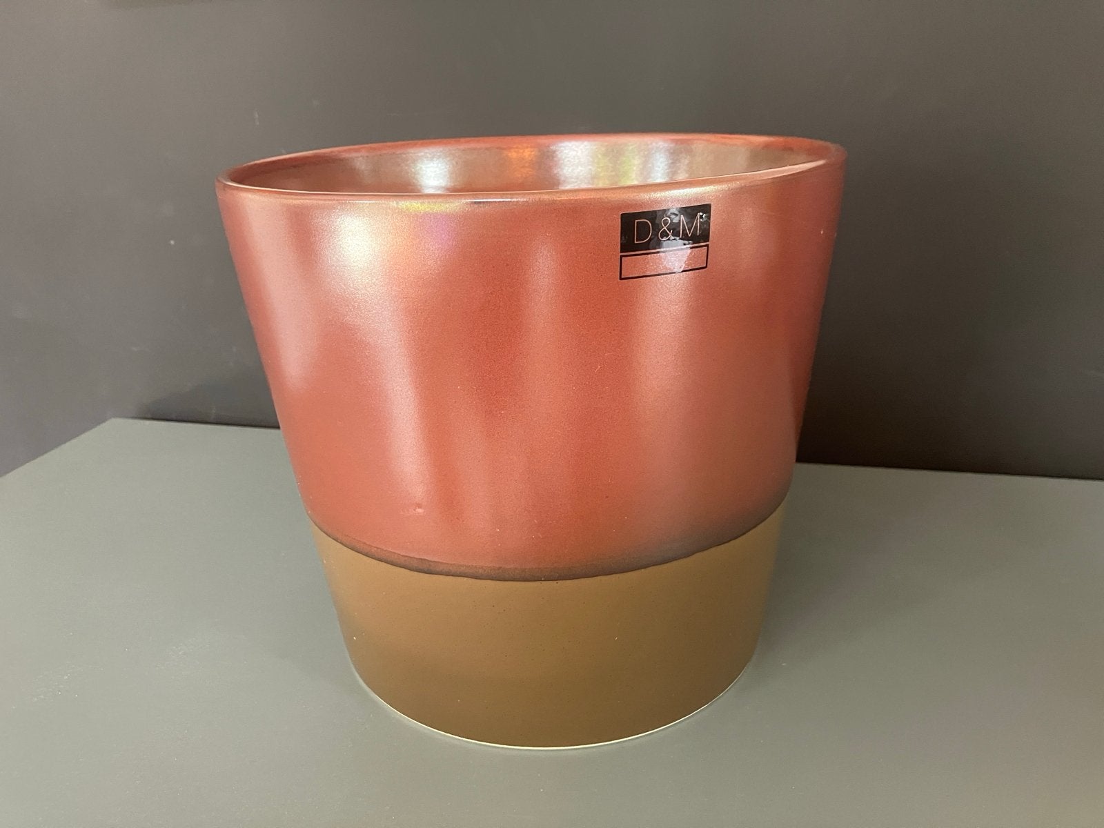D&M Deco design bloempot - Metallic Koper & Brons Ø 23 cm, Rond, Binnen, Ophalen of Verzenden, Zo goed als nieuw