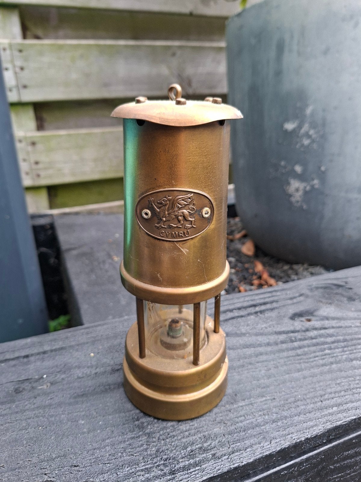 Vintage messing mijnwerkerslamp - Cymru, Antiek en Kunst, Antiek | Lampen, Ophalen of Verzenden