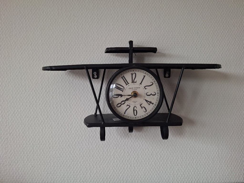 Tekoop Metalen vliegtuig klok, Ophalen of Verzenden, Zo goed als nieuw, Wandklok