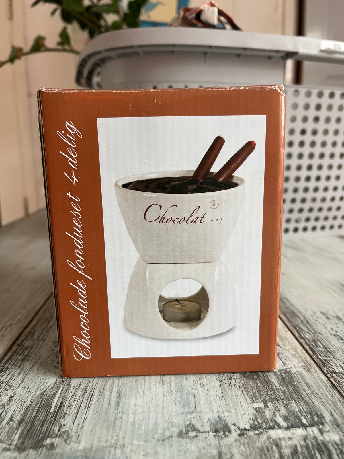 Chocolade fondueset 4-delig, Ophalen, Nieuw, Waxinelicht, Fondueset