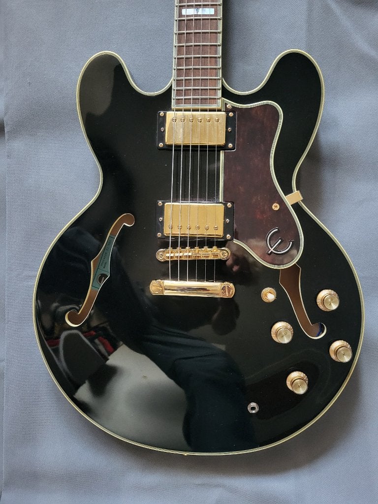 Epiphone Sheraton II Pro (ebony) - semi-hollow body gitaar, Ophalen, Zo goed als nieuw, Semi-solid body, Epiphone
