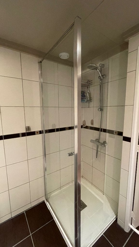 Douchecabine (deur linksdraaiend en zijwand 80x200), Doe-het-zelf en Verbouw, Ophalen, Gebruikt, Chroom, Douche