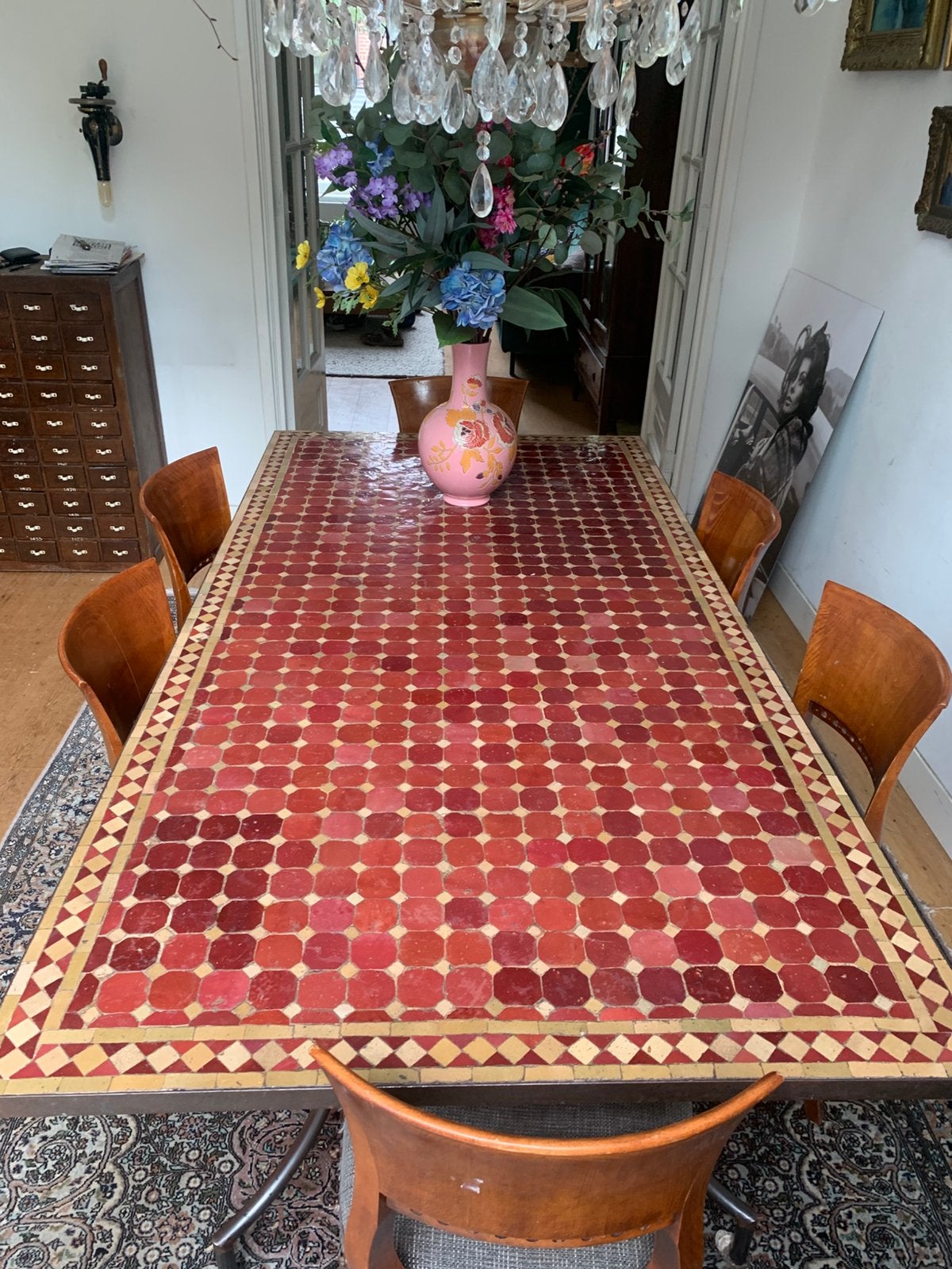 Marokkaanse mozaiek tafel 200x100cm, Huis en Inrichting, Ophalen, Gebruikt, Marokkaans, 50 tot 100 cm