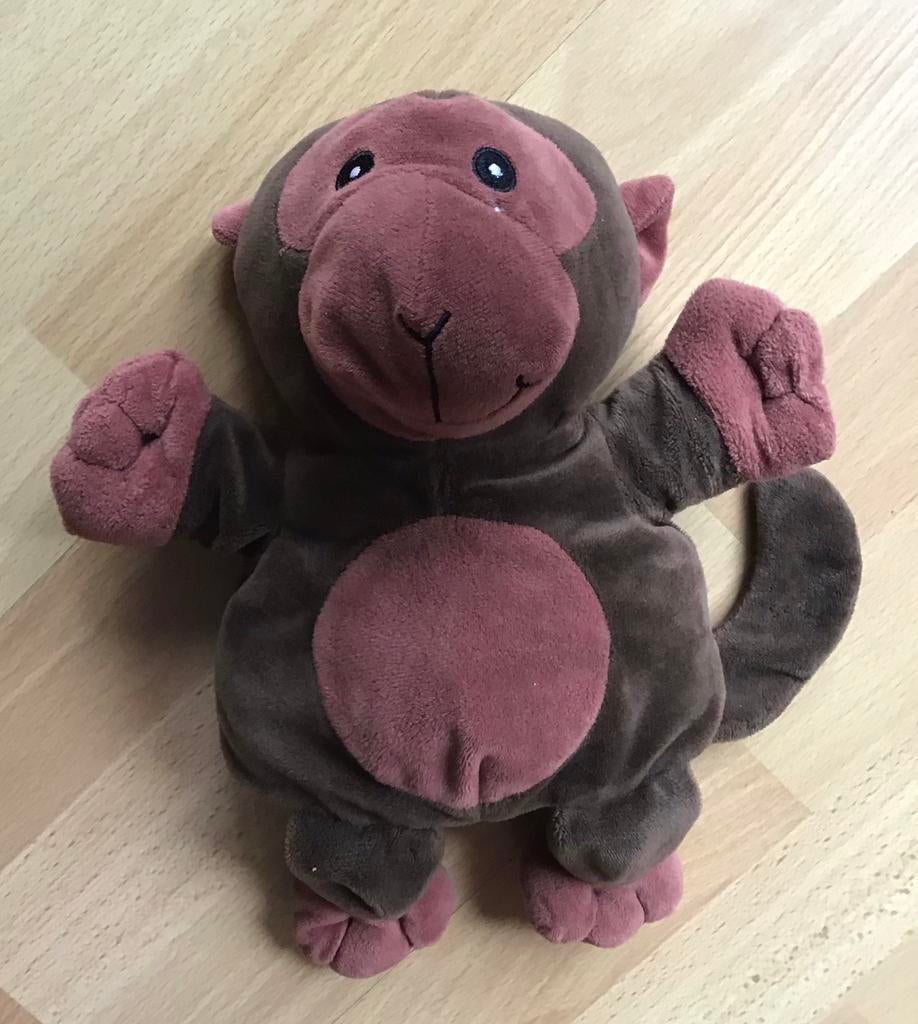 Handpop aap 30 cm, Ophalen of Verzenden, Zo goed als nieuw, Middelgroot (20 tot 80 cm), Interactief