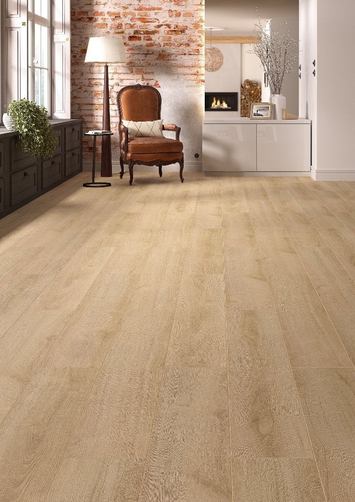 12mm Waterbestendig Laminaat Dahlia Oak AC-6 Klasse 33, 75 m² of meer, Nieuw, Ophalen of Verzenden, Beige