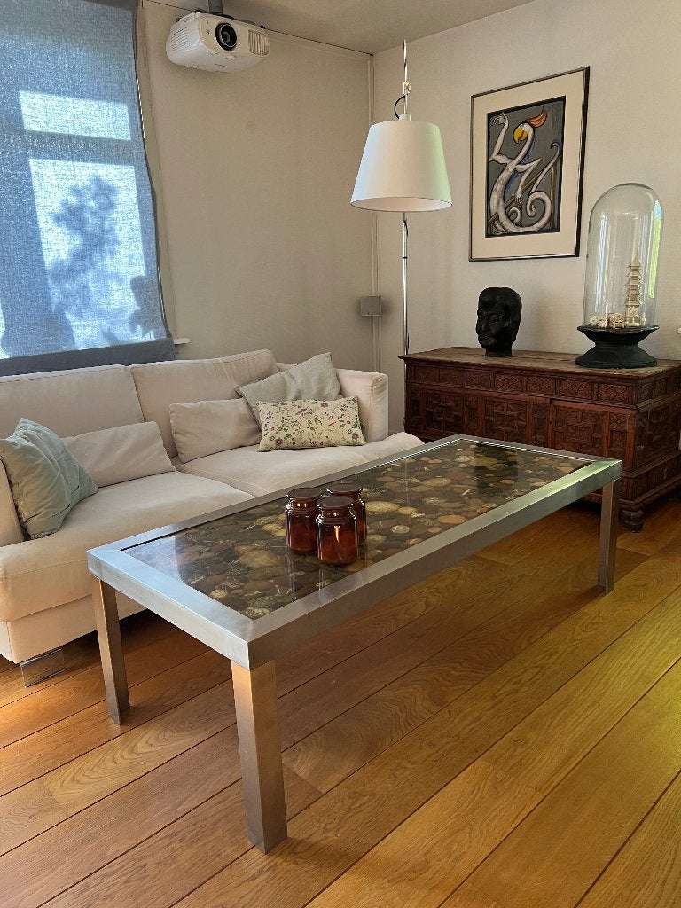 Unique stones embedded epixy coffee table, Ophalen, Overige materialen, Gebruikt, 50 tot 100 cm