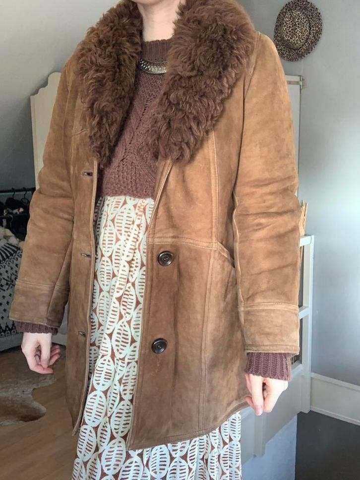 Vintage lammy coat M bohemian gevoerde winterjas, Maat 38/40 (M), -, Ophalen of Verzenden, Zo goed als nieuw
