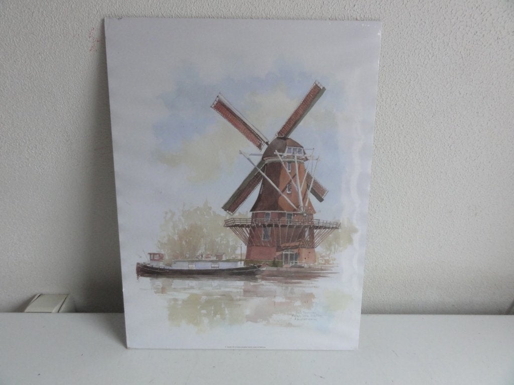 Bob Pestman Molen van Sloten Amsterdam, Ophalen of Verzenden, Tekening, Handgemaakt