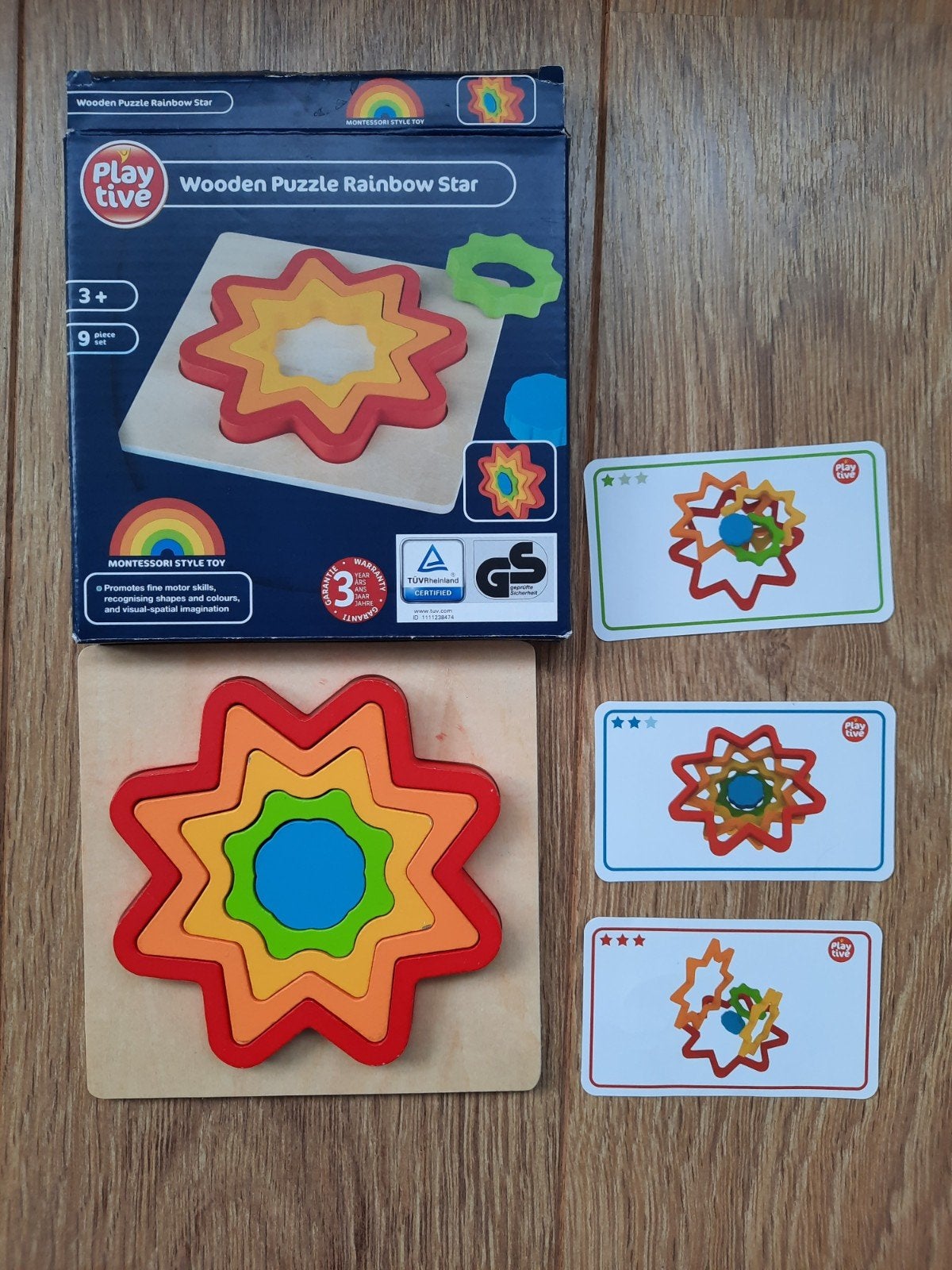 Playtive Houten Regenboog Ster Puzzel Montessori Stijl, Ophalen, Zo goed als nieuw, Puzzelen