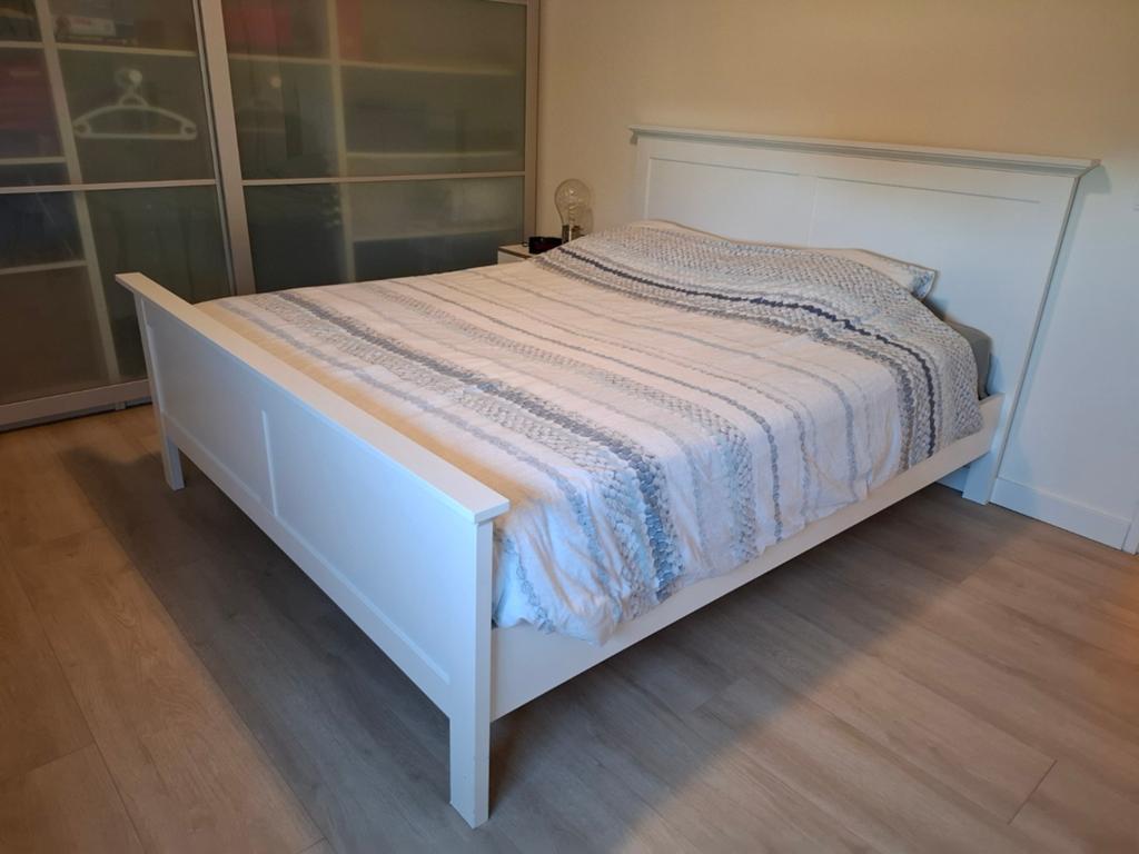Wit 2 persoonsbed, matrasmaat160x200, Ophalen, Wit, Tweepersoons, Zo goed als nieuw