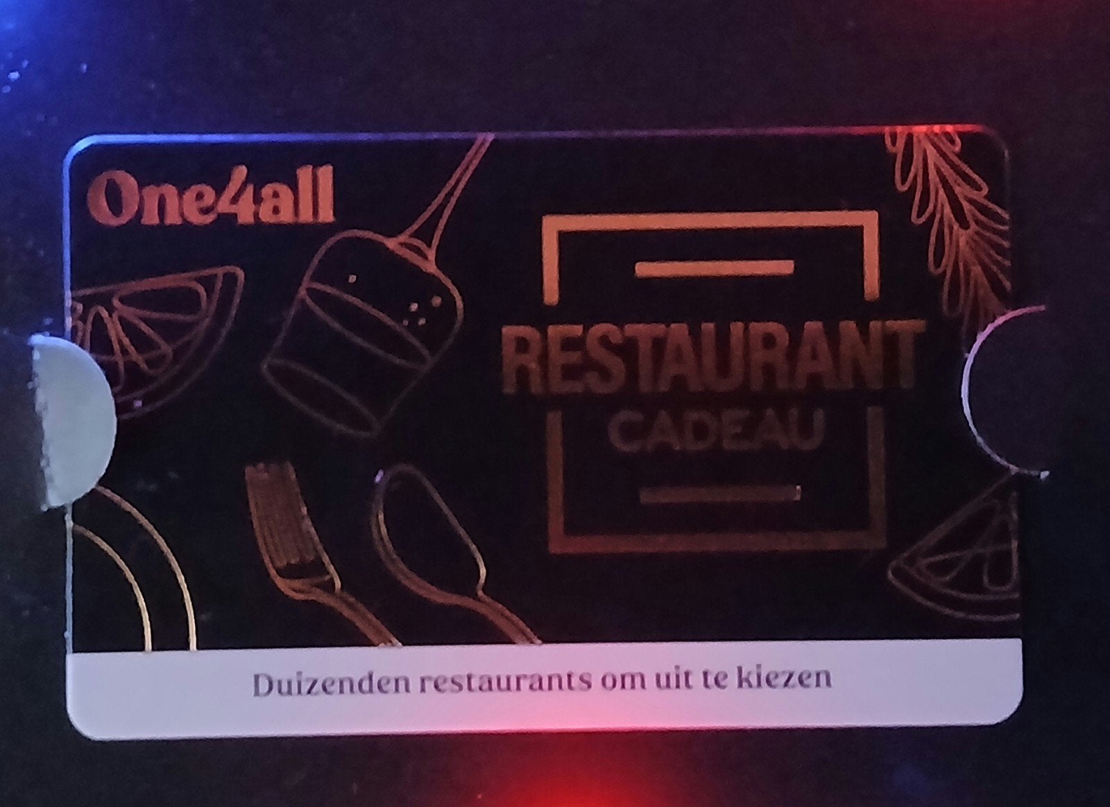 Te goed bon one4all restaurant €100 cadeau kaart, Ophalen of Verzenden