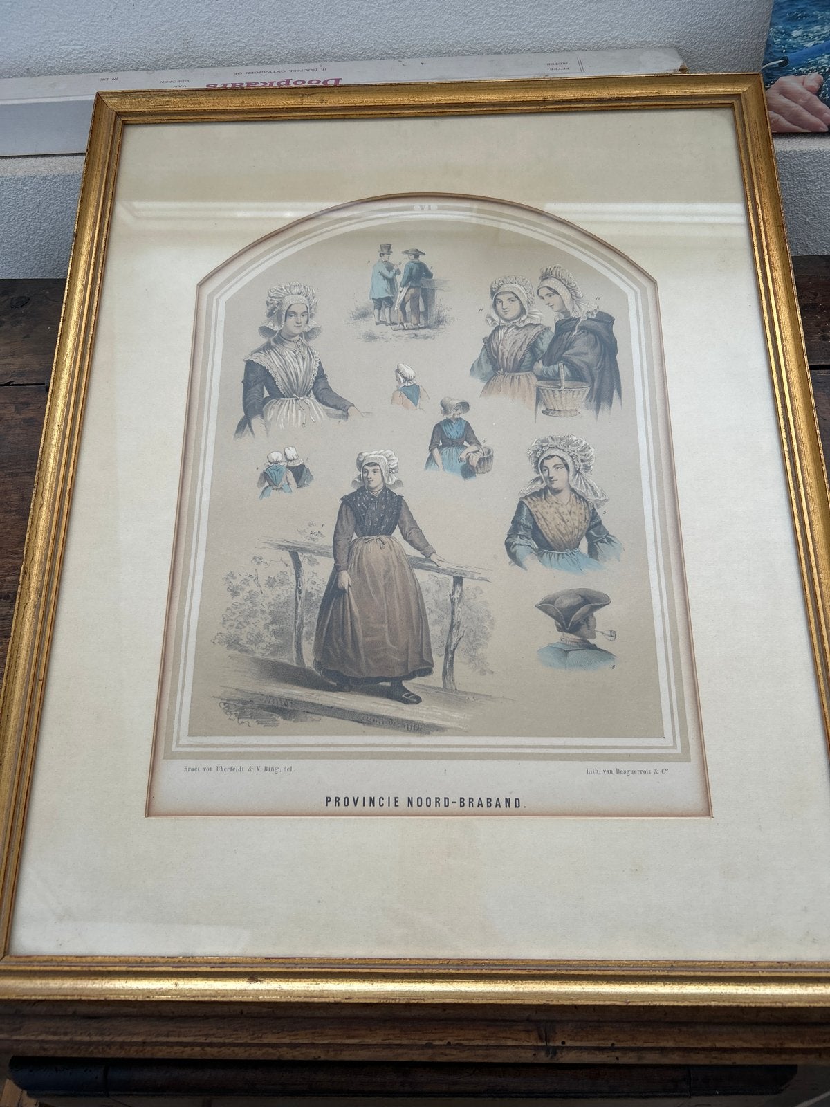 Brabantse Klederdrachten - Kleurenlitho (1812-1855), Antiek en Kunst, Ingelijst, Ophalen of Verzenden, Portret en Figuren, Lithografie