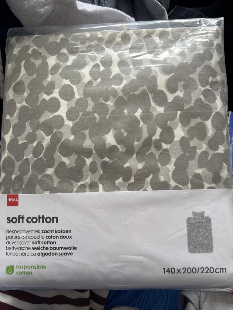HEMA Soft Cotton Dekbedovertrek 140x200/220cm Grijs, Eenpersoons, Dekbedovertrek, Nieuw, Ophalen of Verzenden