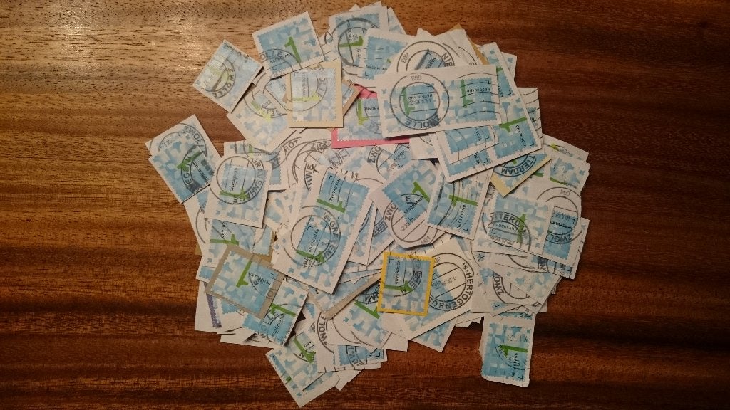 Kilowaar - blauw groen - W1 - ca 1000 stuks, Postzegels en Munten, Postzegels | Nederland, Ophalen of Verzenden, Na 1940, Gestempeld