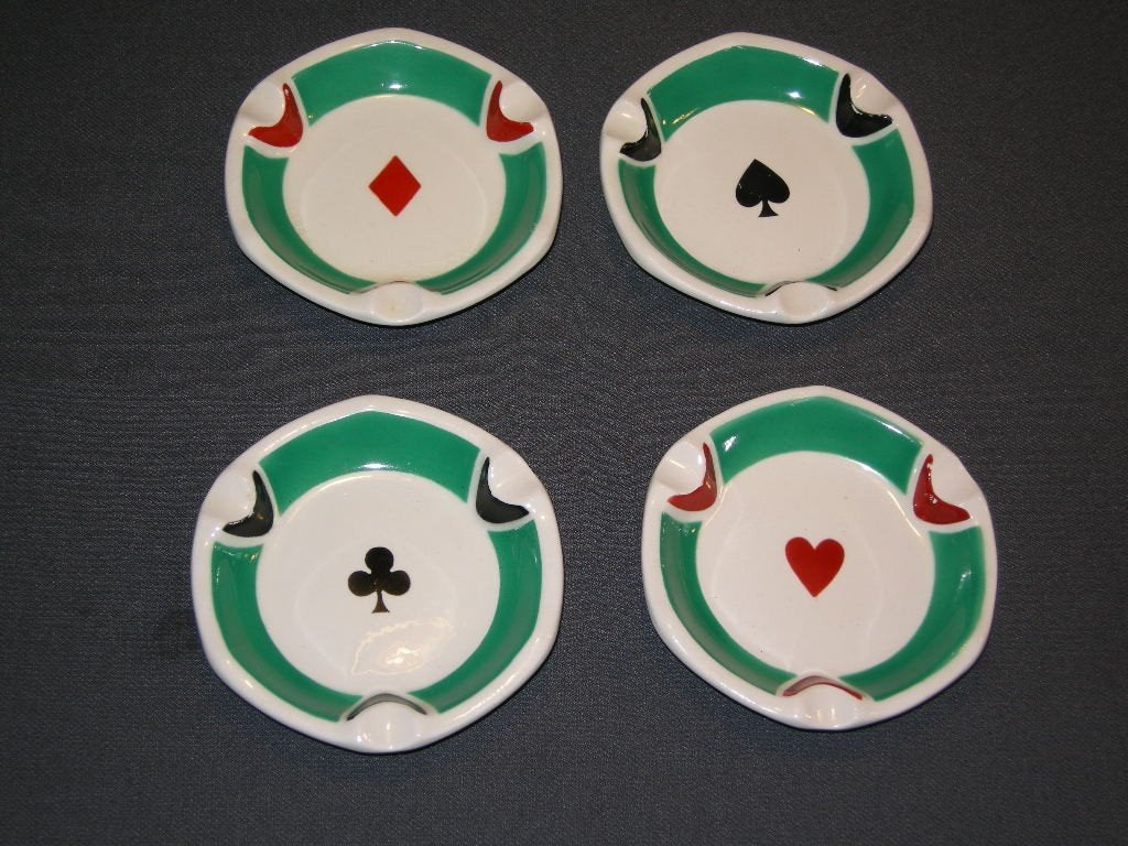 Societe Ceramique, set van 4 kaartenbakjes / kaartenasbakjes, Ophalen of Verzenden
