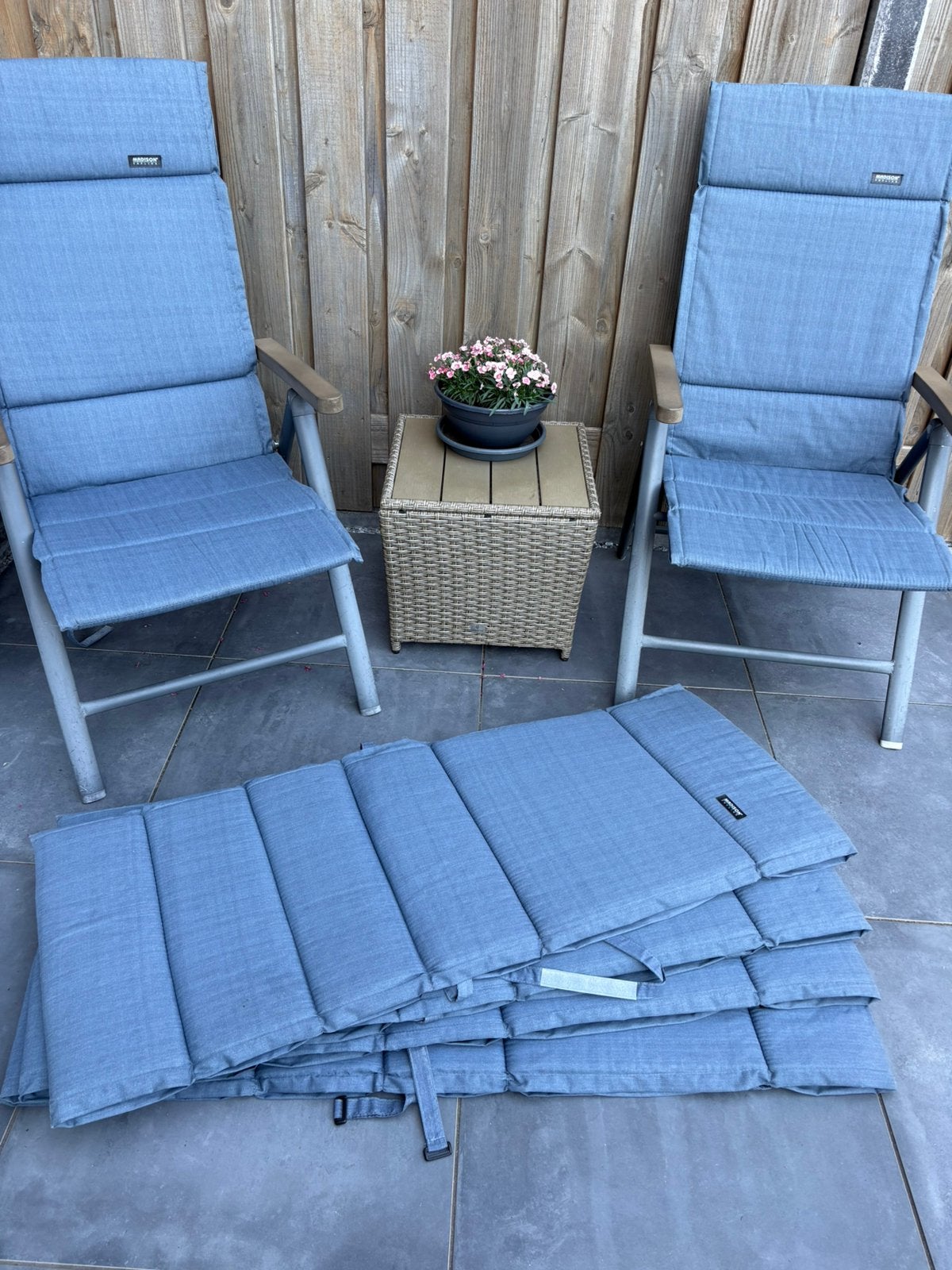 6 blauwe tuinkussens, Tuin en Terras, Tuinmeubel-accessoires, Ophalen, Zo goed als nieuw