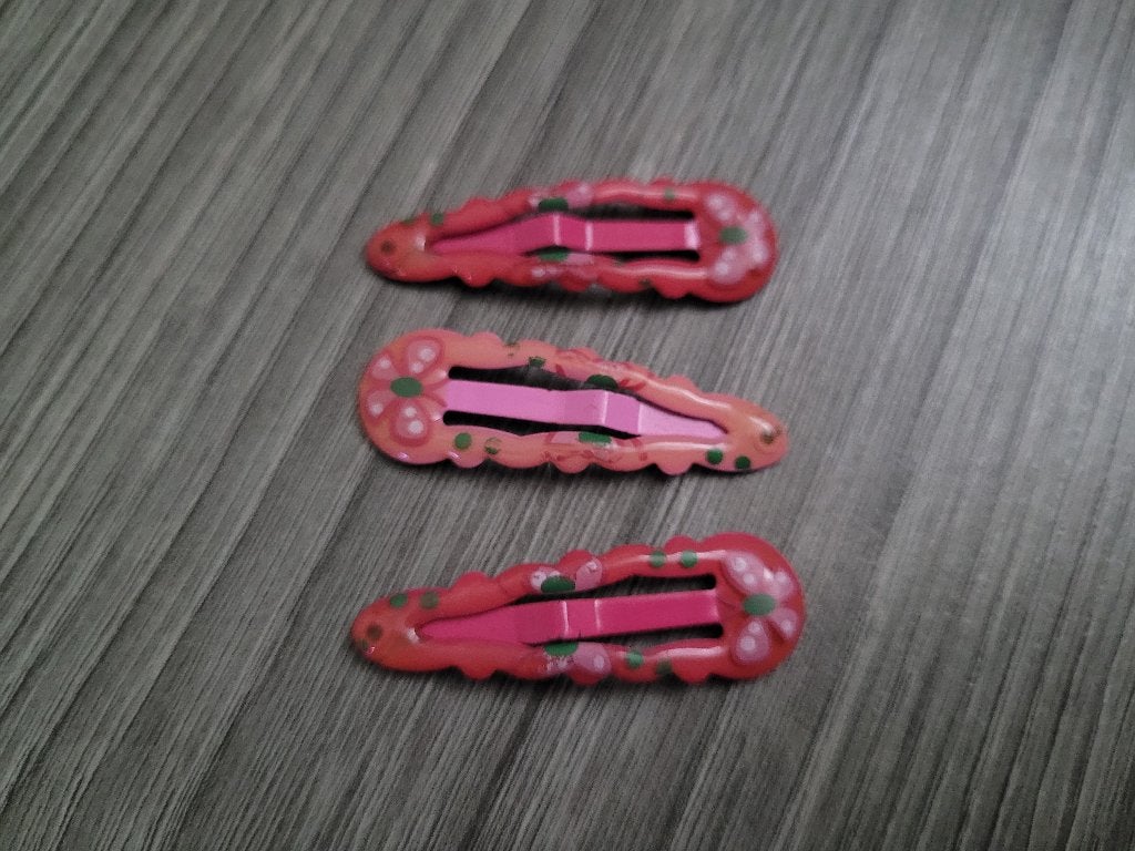 Roze haarspeldjes met print ~ SJ2914, Ophalen of Verzenden, Gebruikt, Haarspeld, Roze