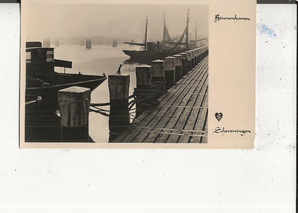Scheveningen Binnenhaven met plankiers tijdens mist, Ophalen of Verzenden, Voor 1920, Ongelopen, Zuid-Holland