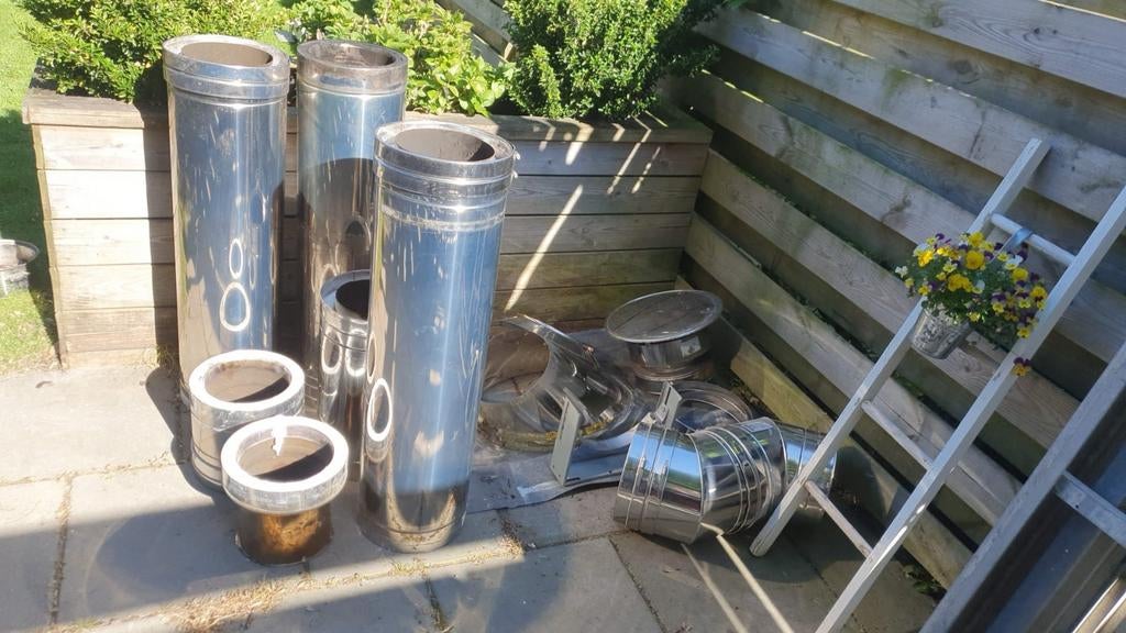 Dubbelwandige RVS Kachelpijp - Diverse Maten, Ophalen of Verzenden, Gebruikt, 60 tot 150 cm, Overige typen