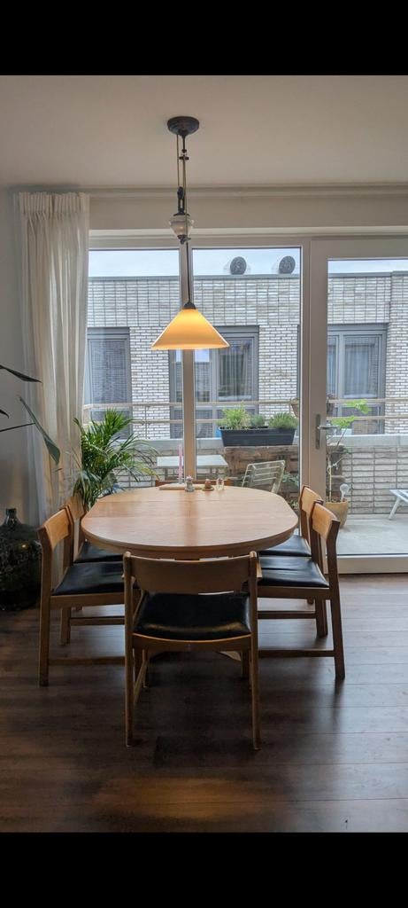 Vintage melkglas opaline katrol hanglamp, Ophalen, Gebruikt, Glas, Vintage, Retro, Klassiek
