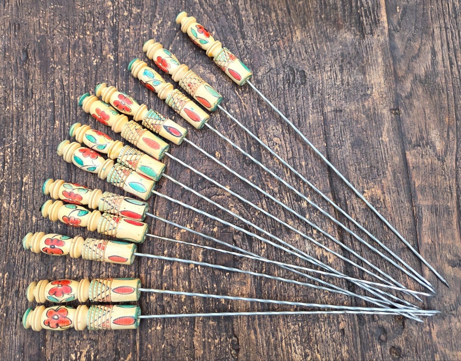 Vintage handgeschilderde Kebab spiezen, Ophalen