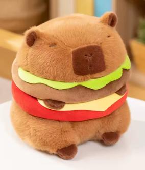Capybara luxe knuffel hamburger (23cm), Ophalen of Verzenden, Nieuw, Overige typen