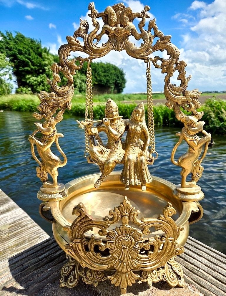 RADHA KRISHNA BEELD MESSING 51 CM (11,5 KG)!, Ophalen of Verzenden, Nieuw, Beeld(je), Hindoeïsme