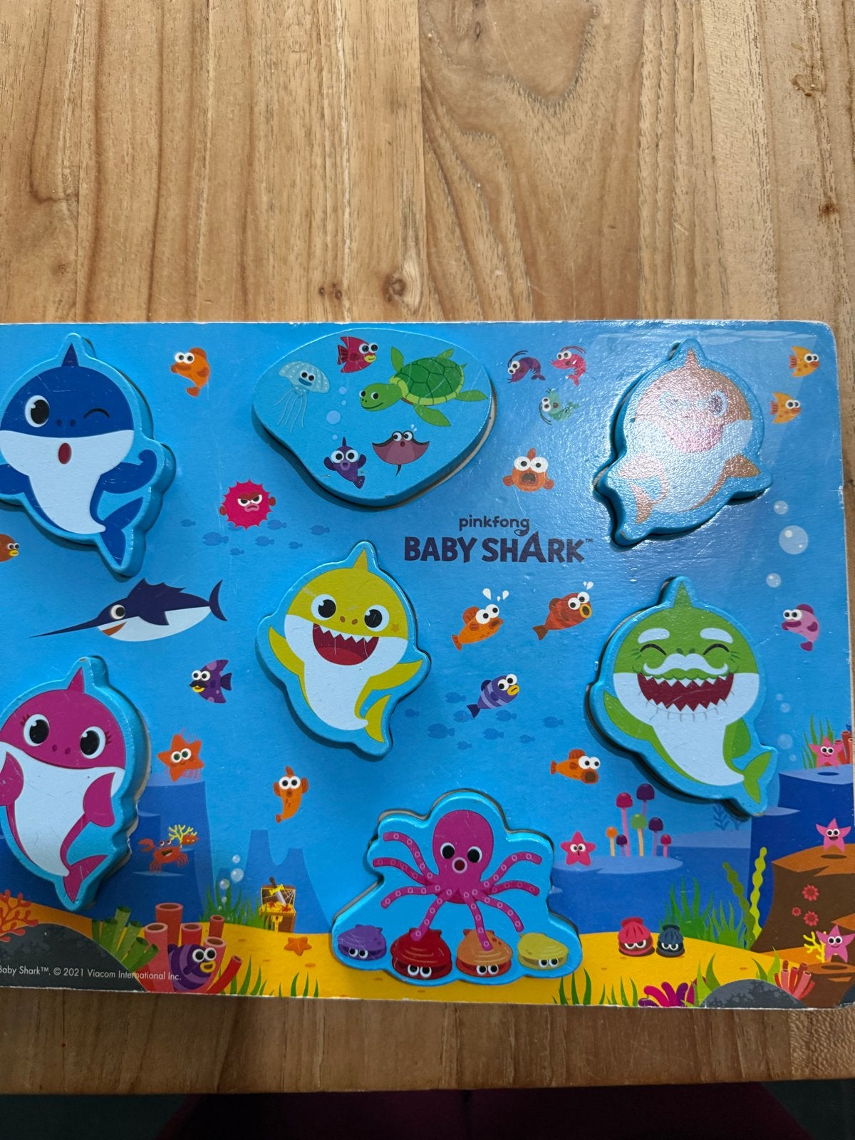 Baby Shark houten puzzel voor kinderen, 2 tot 4 jaar, Gebruikt, Ophalen of Verzenden, Van hout