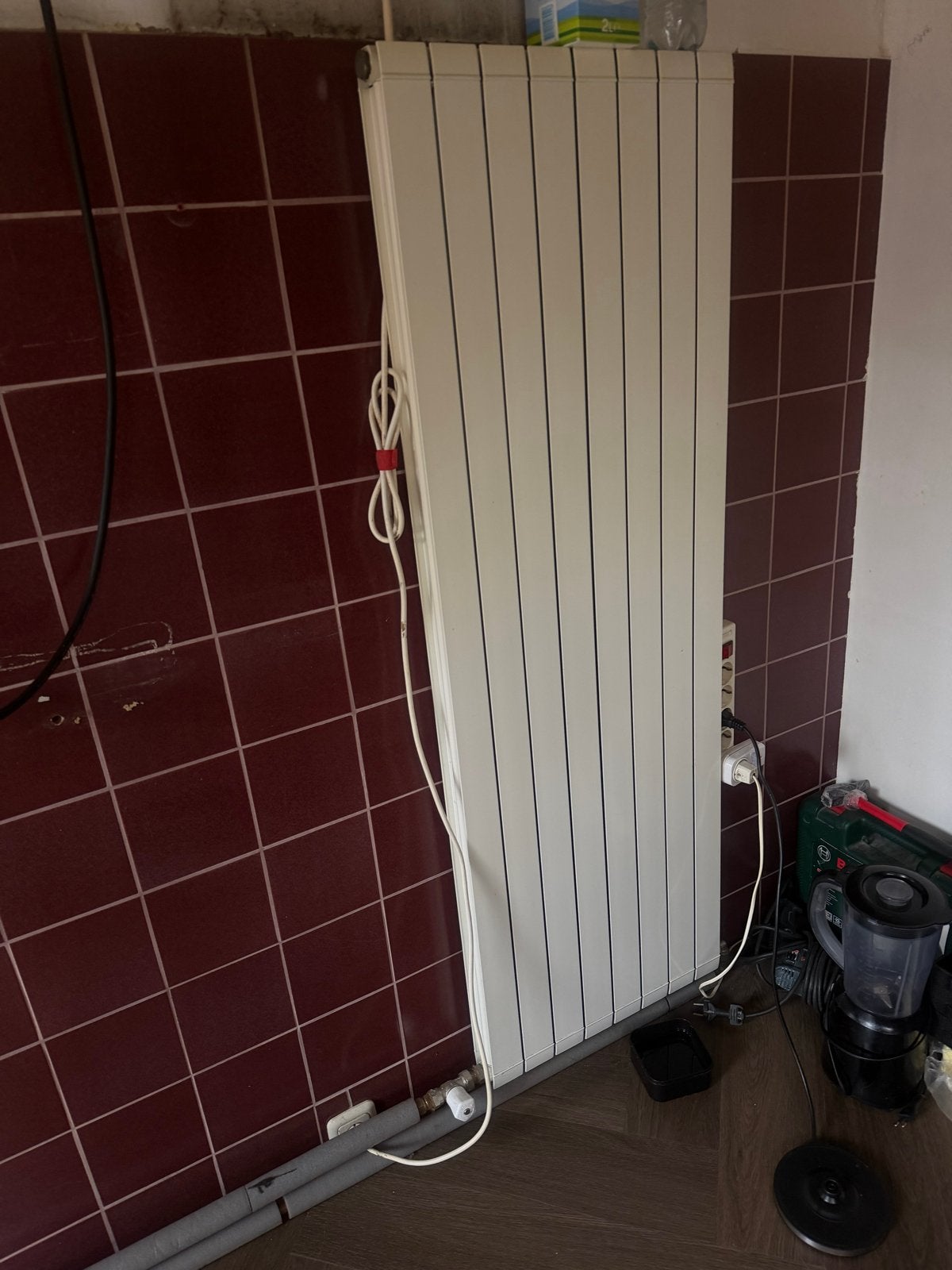 Mooie witte elektrische kachel - 143x47,5x5,5 cm, Huis en Inrichting, Kachels, Ophalen, Gebruikt, Overige soorten, Elektrisch