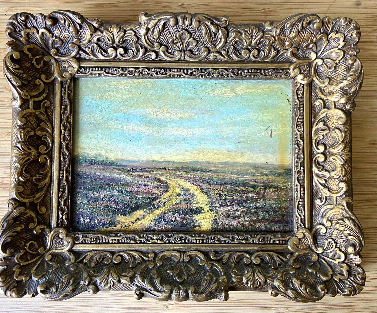 Oud olieverfschilderij heidelandschap , A.Martens, Antiek en Kunst, Paneel, Nederlandse school, Origineel werk, Ophalen of Verzenden