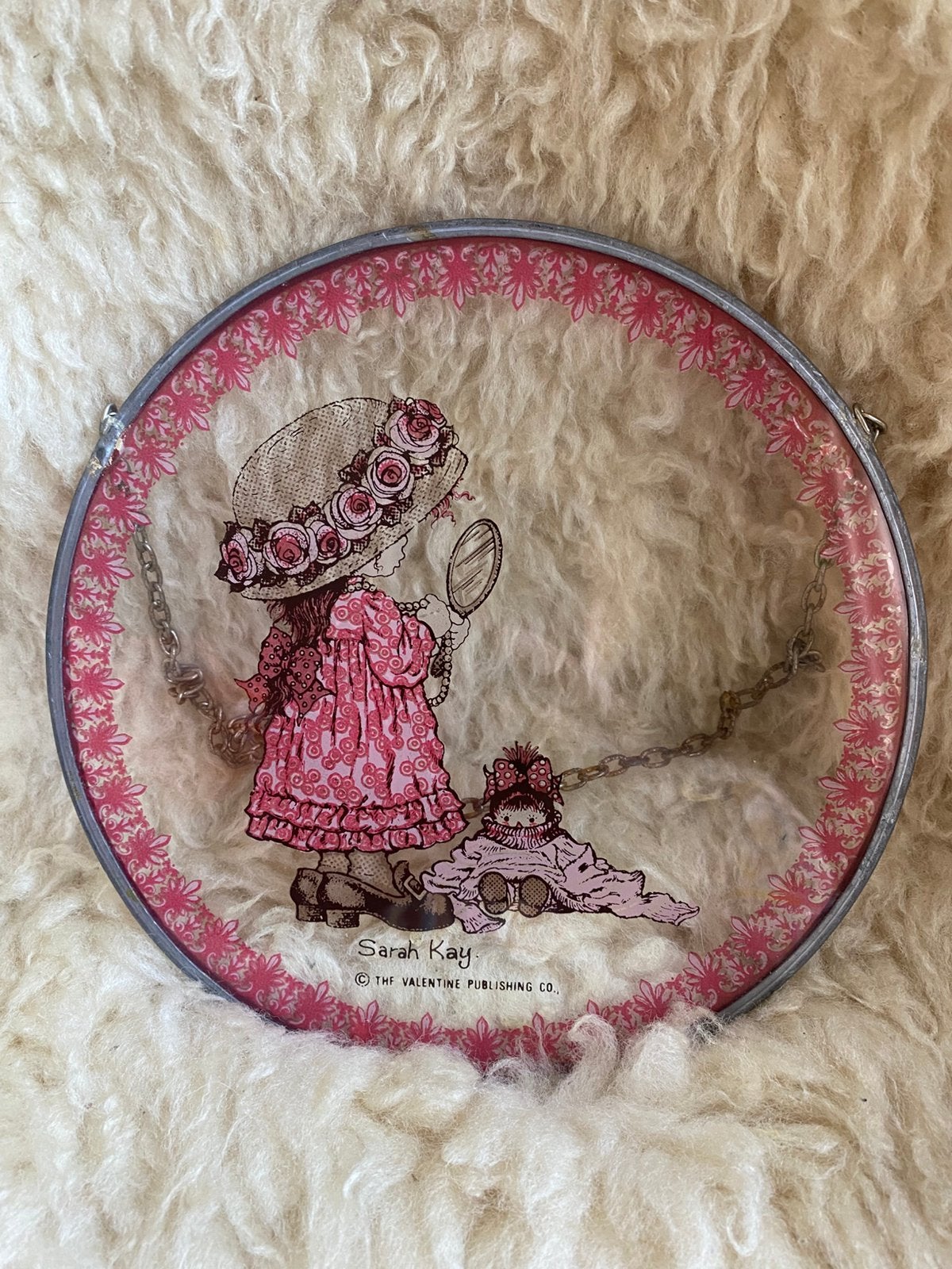 Vintage Sarah Kay raamhanger, meisje met spiegel jaren ‘80, Huis en Inrichting, Ophalen of Verzenden, Zo goed als nieuw, Glas