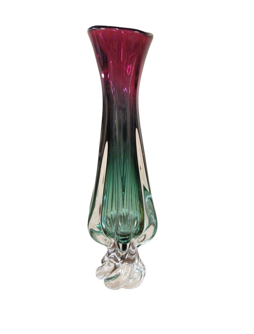 Murano vaas vintage glazen vaas jaren 70 mondgeblazen, Ophalen of Verzenden