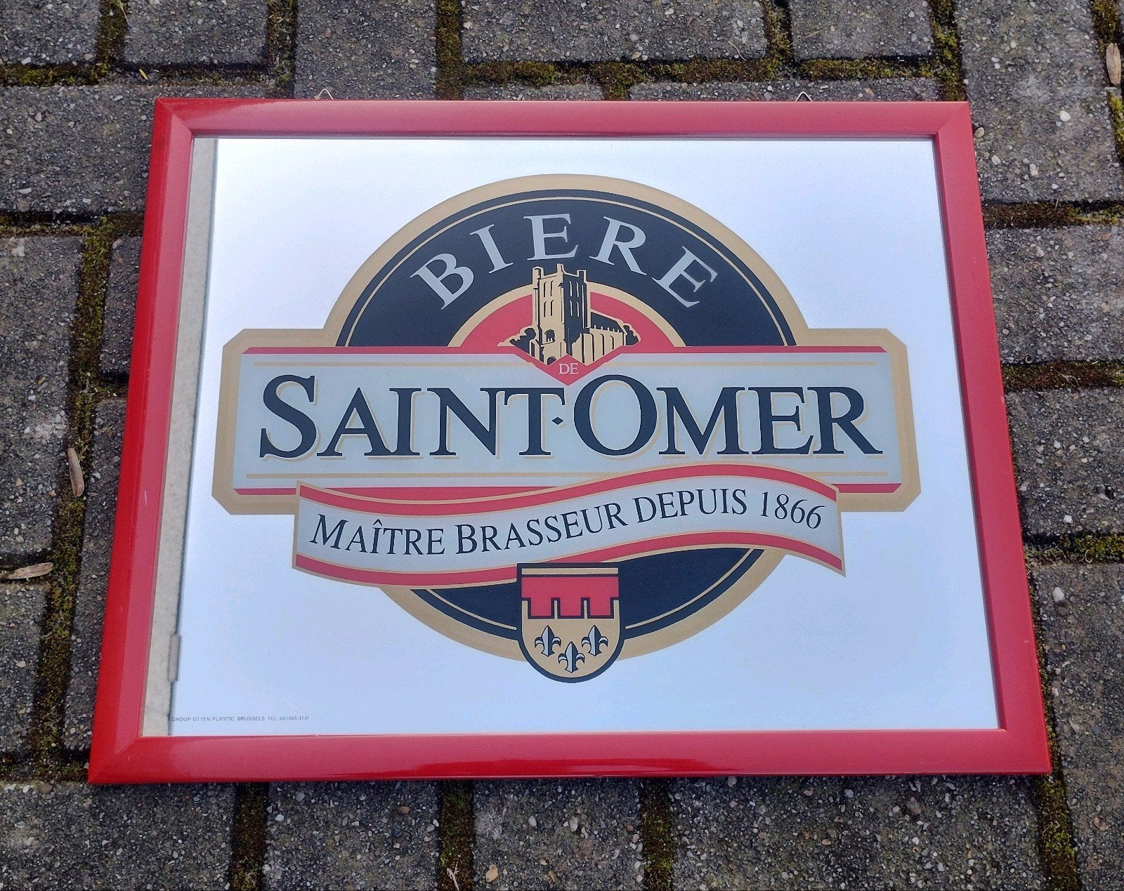 Saint Omer bier reclame spiegel, Ophalen of Verzenden, Zo goed als nieuw, Reclamebord, Plaat of Schild, Overige merken