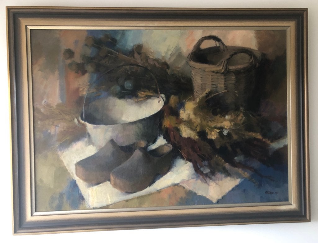 Will Eggen (1935-2024) Tegelen zeer groot stilleven, Ophalen, Doek, Stilleven, Gedateerd