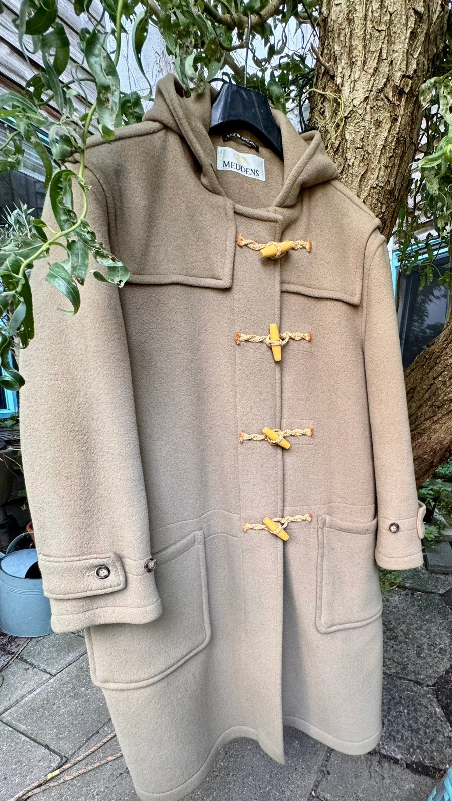 Meddens Duffle Coat - Beige - Maat L -80% wol - vintage, Kleding | Heren, Jassen | Winter, Verzenden, Gedragen, Maat 52/54 (L)