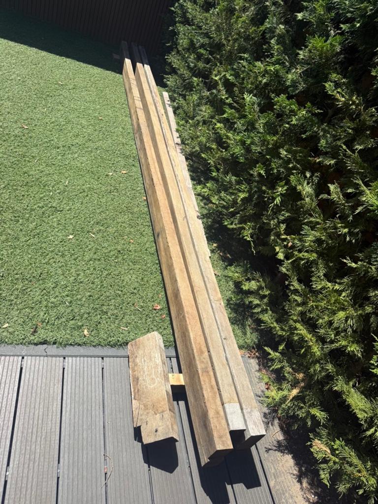 10 Houten Balken - Gebruikt maar in Goede Staat, Doe-het-zelf en Verbouw, Hout en Planken, Ophalen, Gebruikt, Eiken, Balk