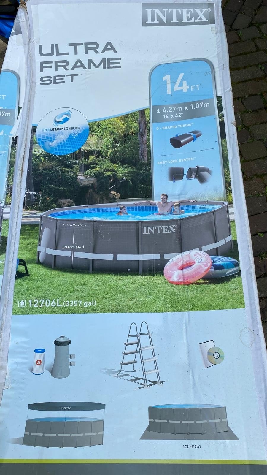 Intex Ultra Frame Zwembad Set met Accessoires, Gebruikt, 80 tot 120 cm, Rond, 300 cm of meer