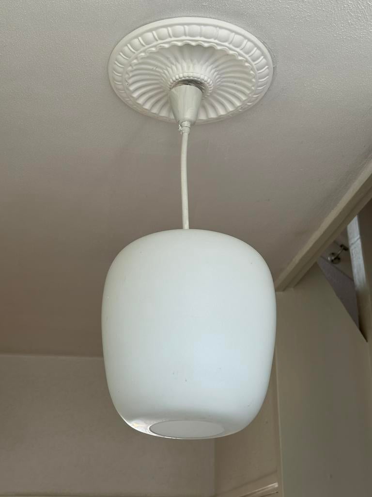 Hanglamp, wit  melk glas, Huis en Inrichting, Lampen | Hanglampen, Ophalen, Gebruikt, Glas, Minder dan 50 cm