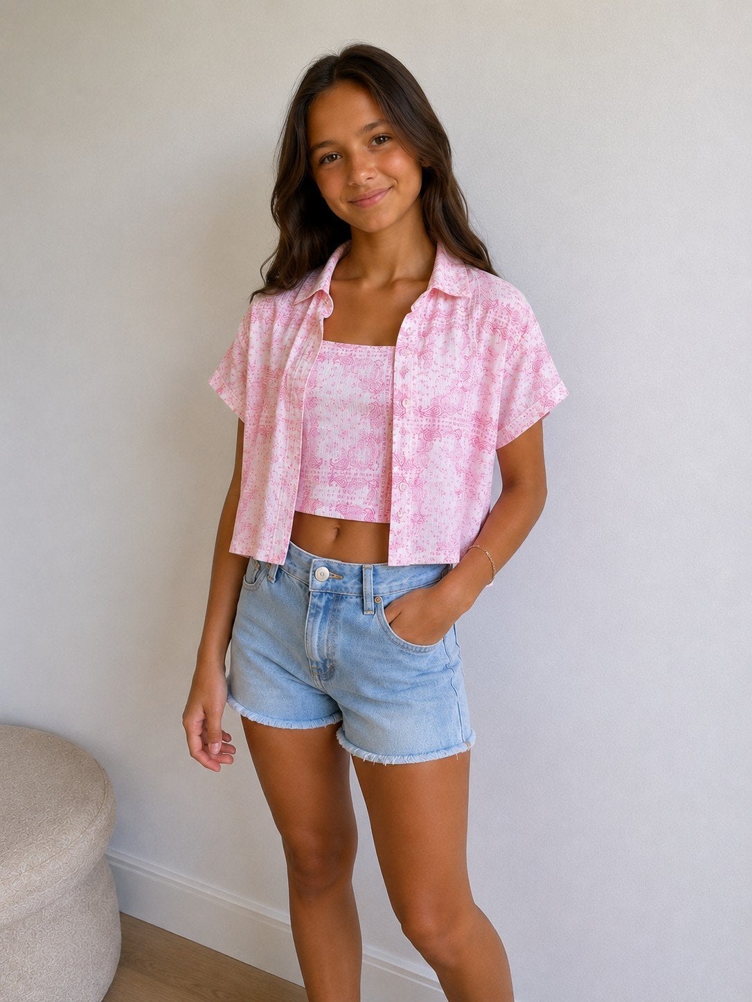 Zara 152 top met blouse roze lichtroze leuk en luchtig zomer, Ophalen of Verzenden, Meisje