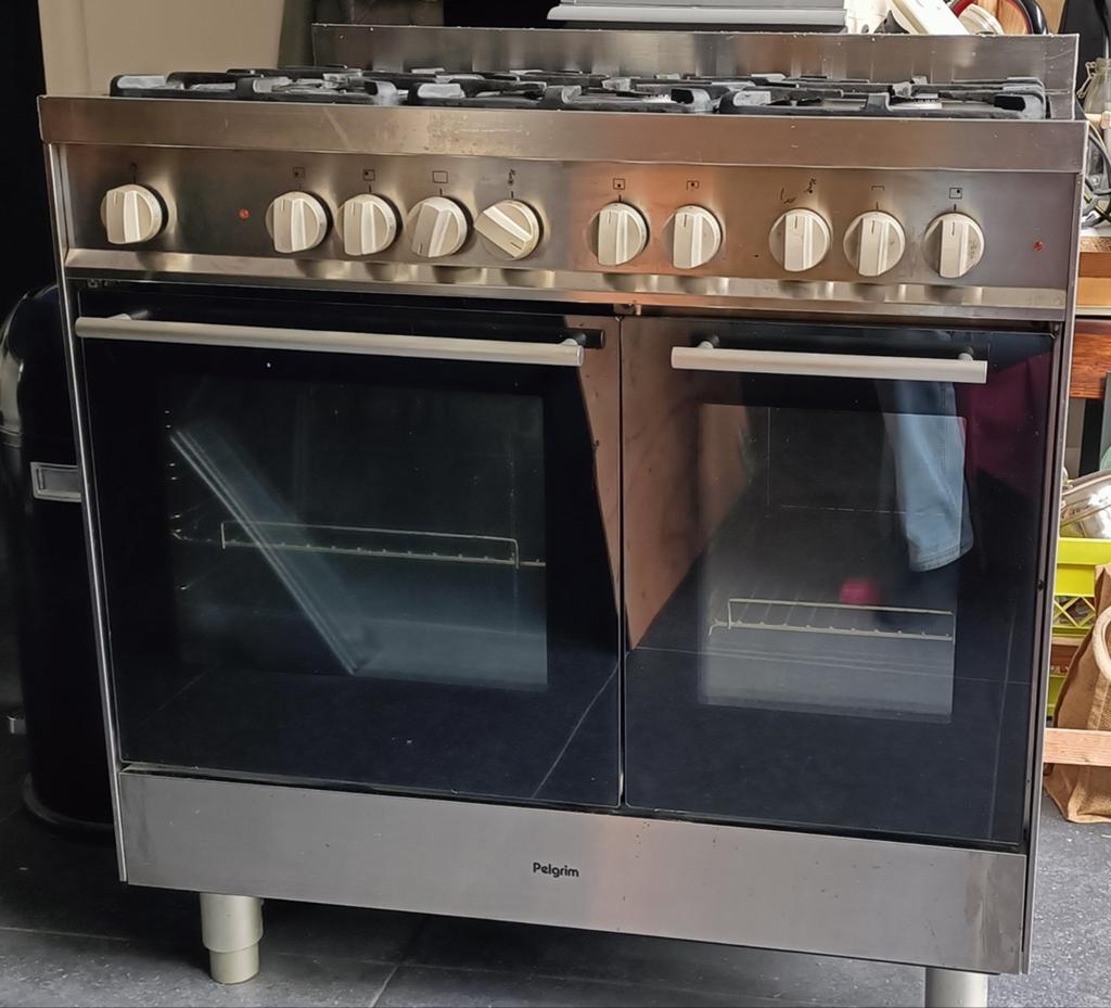 Pelgrim losstaand gasfornuis met dubbele ( electrische) oven, Ophalen, Gebruikt, 60 cm of meer, Gas