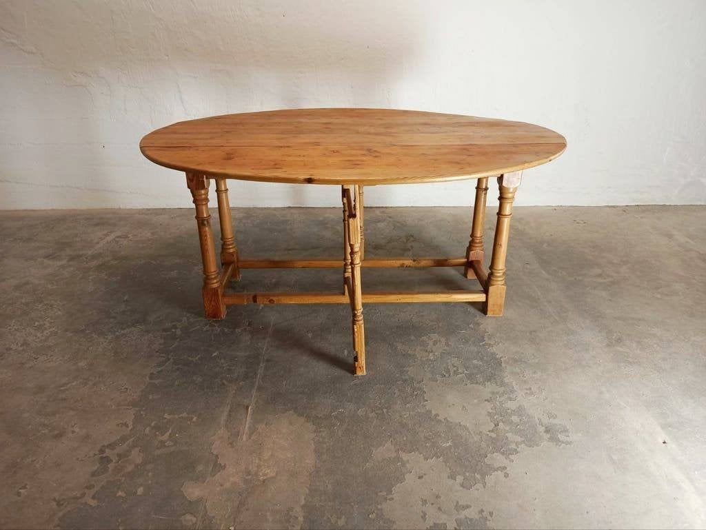 Vintage grenen gateleg uitschuifbare eettafel, ovaal