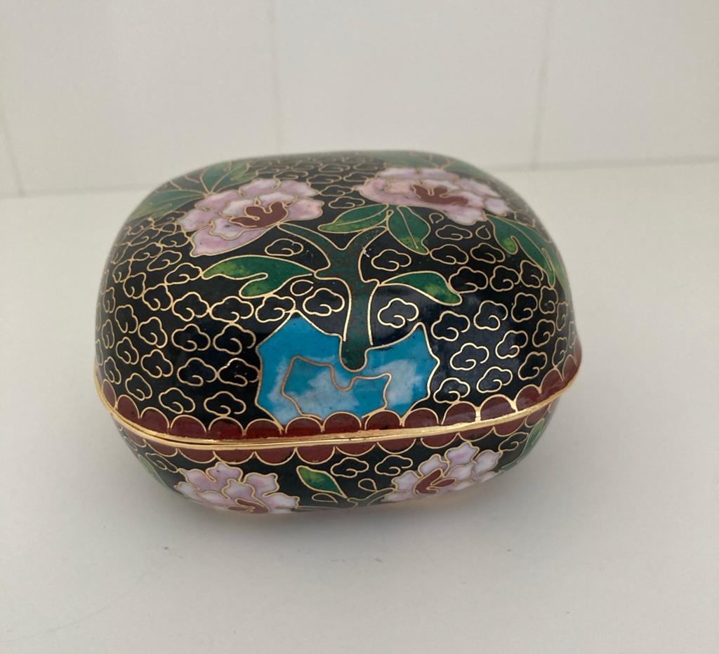 Prachtig Cloisonné doosje met deksel met Bloemmotief, Ophalen of Verzenden