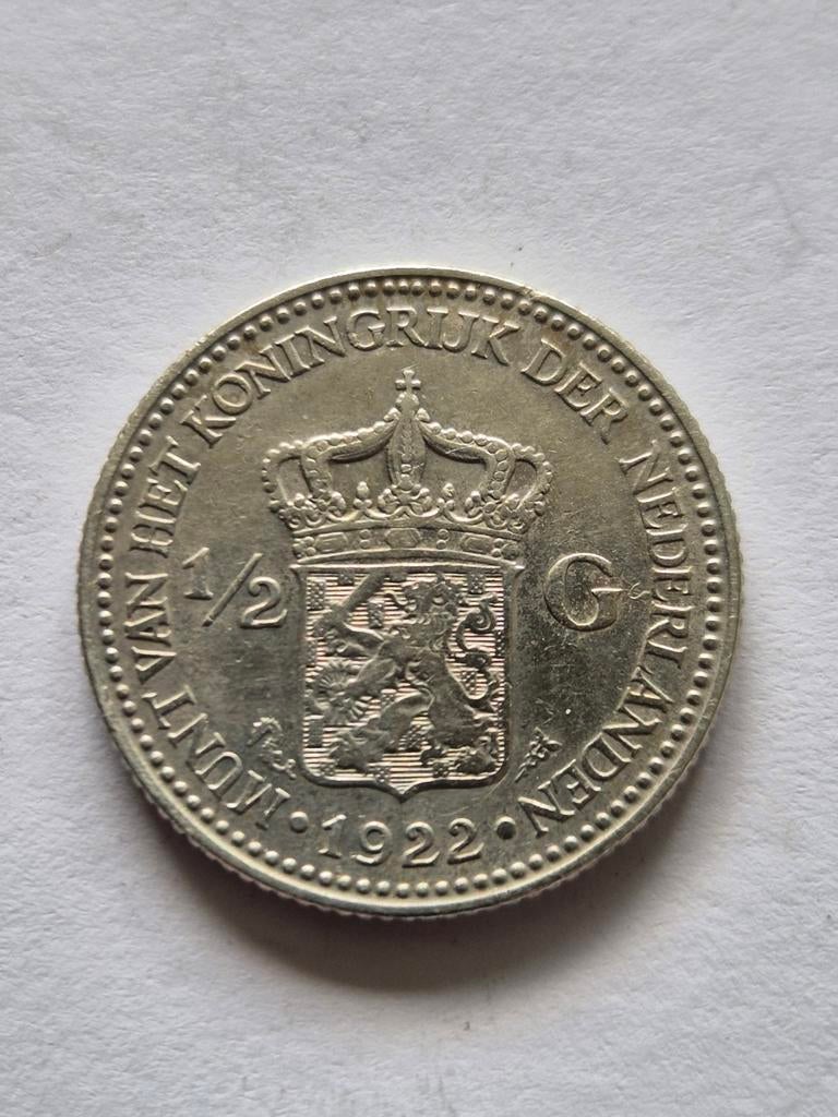 Halve gulden koningin Wilhelmina 1922 zilver, Postzegels en Munten, Munten | Nederland, Verzenden, Koningin Wilhelmina, ½ gulden