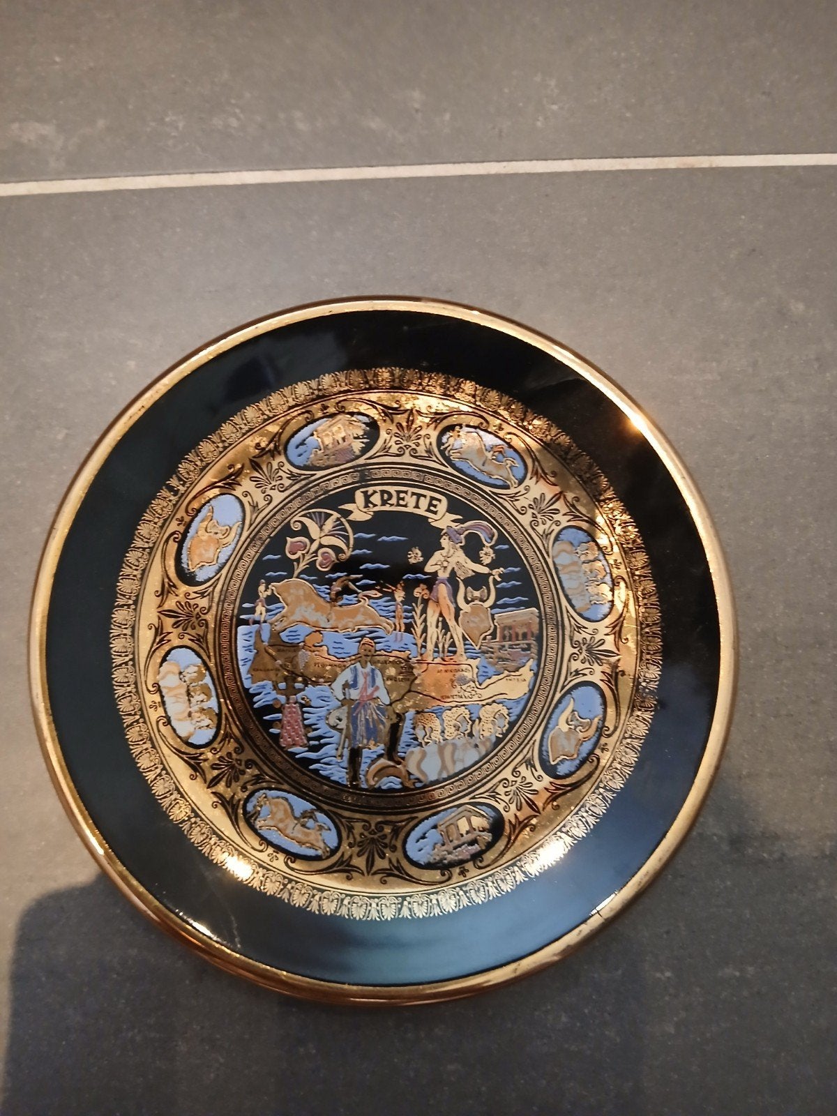 Decoratief bord Kreta, handgemaakt, 24K goud, Ophalen of Verzenden