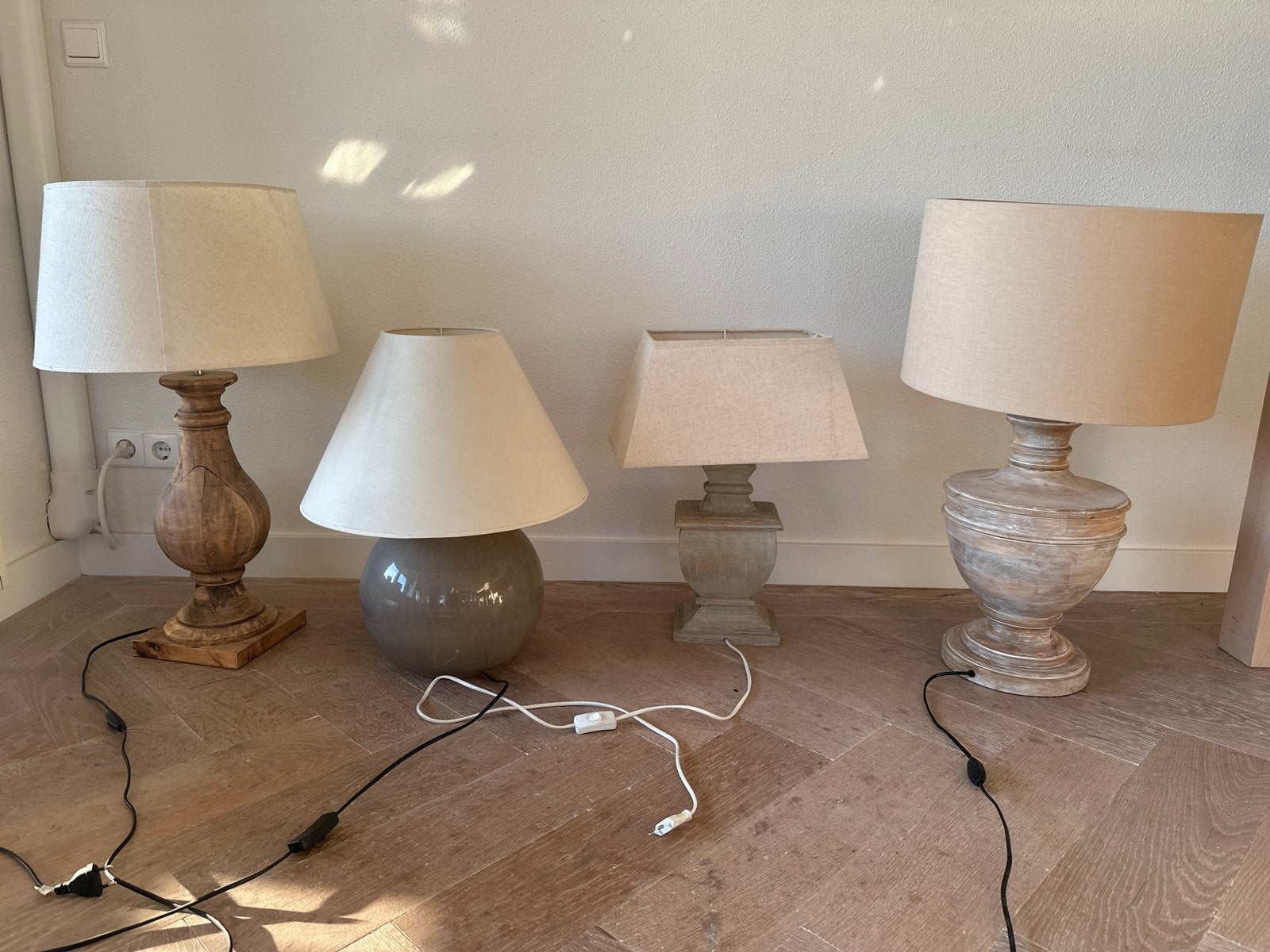 Diverse tafellampen - per stuk te koop, Gebruikt, Schemerlamp, Landelijk, Hout